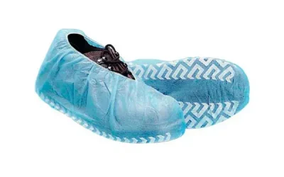 Cubre calzado de tela con antideslizante azul