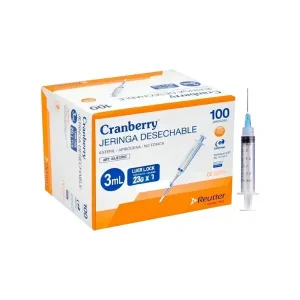 Jeringa Cranberry Luer Lock 3 cc/ml