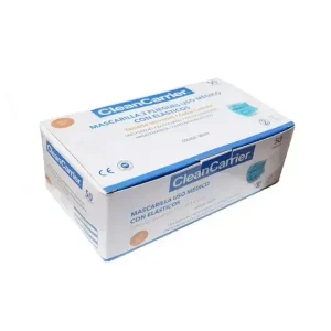 Mascarilla 3 pliegues uso médico color celeste